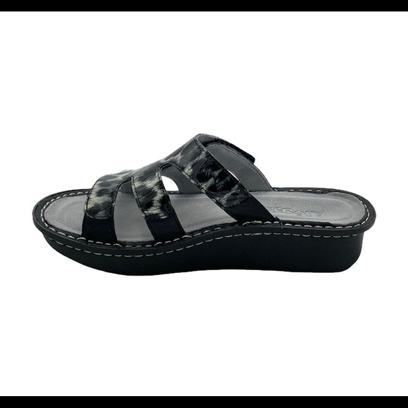 Alegria Leather Slip-on Sandals with Strap Detail - Dinah Snow Leopard - Picture 2 of 3